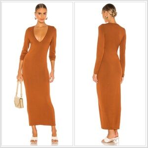 L'Academie Deena Maxi Dress Brown Rust Long Sleeve Knit Revolve - Medium